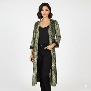 *Revamped Green Snake Skin Printed Duster Cardigan